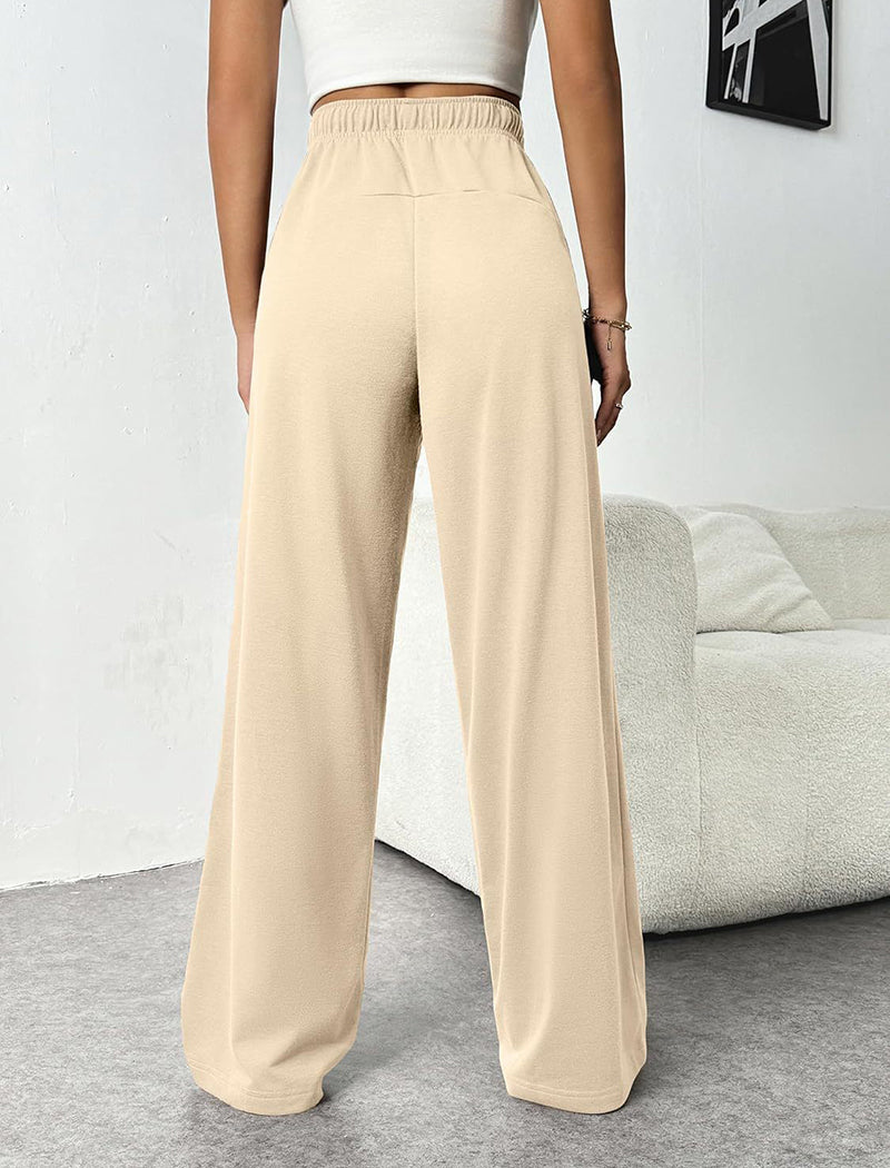 Drawstring High-Rise Wide-Leg Pants