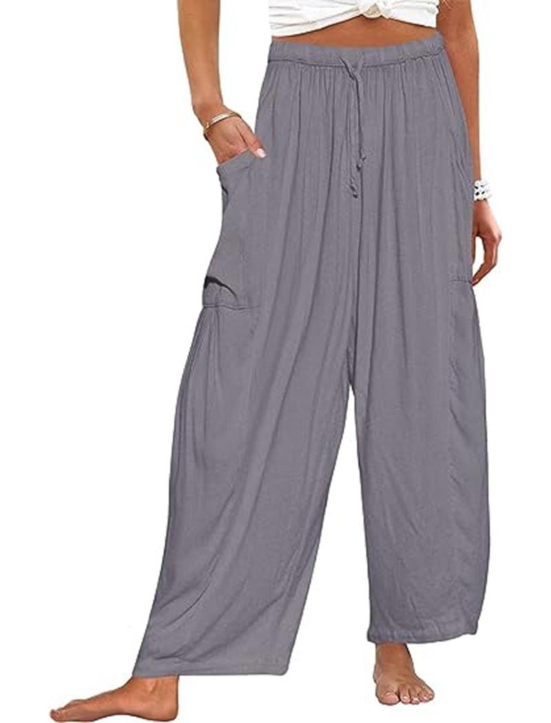 Drawstring Wide-Leg Cargo Pants