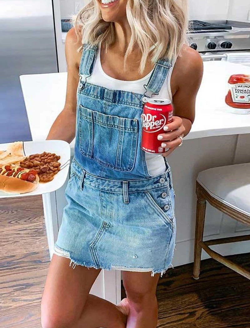Denim Overall Mini Skirt
