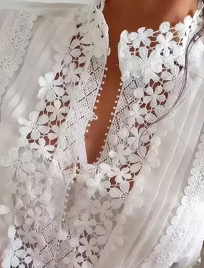 Lace Floral Patchwork Long Sleeve Shirt