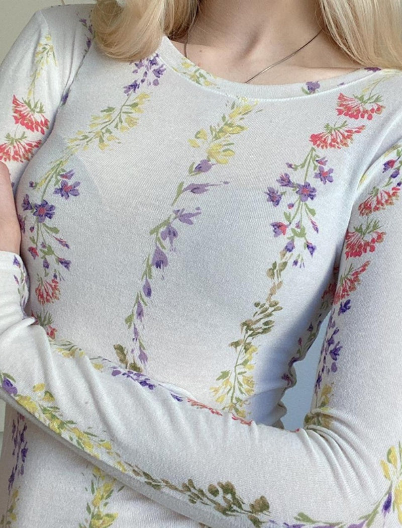 Floral Mesh Long Sleeve Top