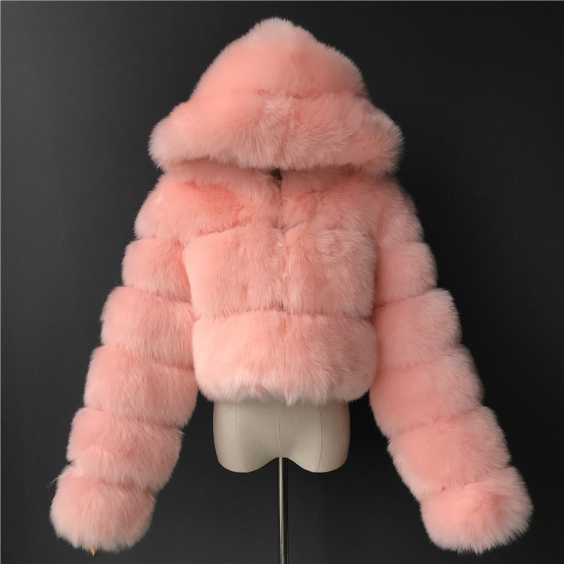 Plush Chunky Knit Hooded Coat