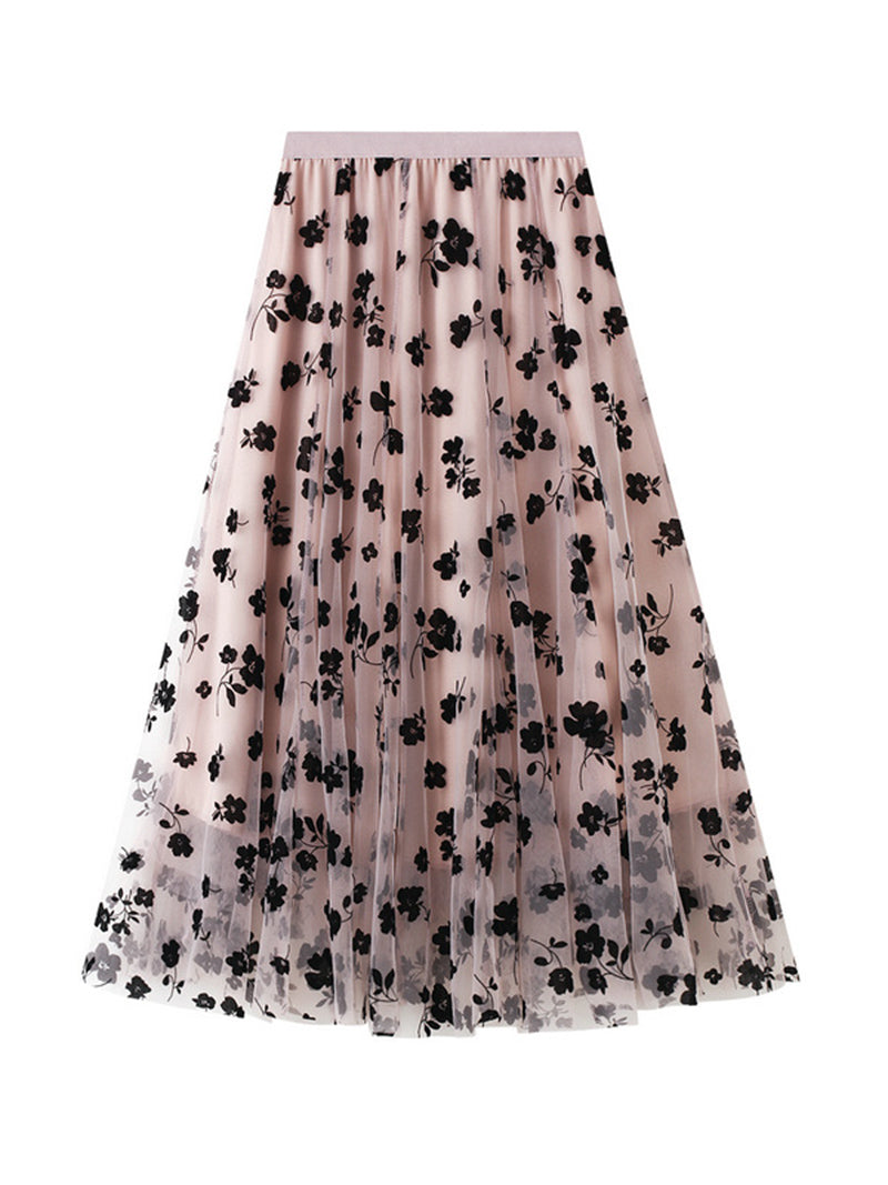 Floral Print Pleated Skirt