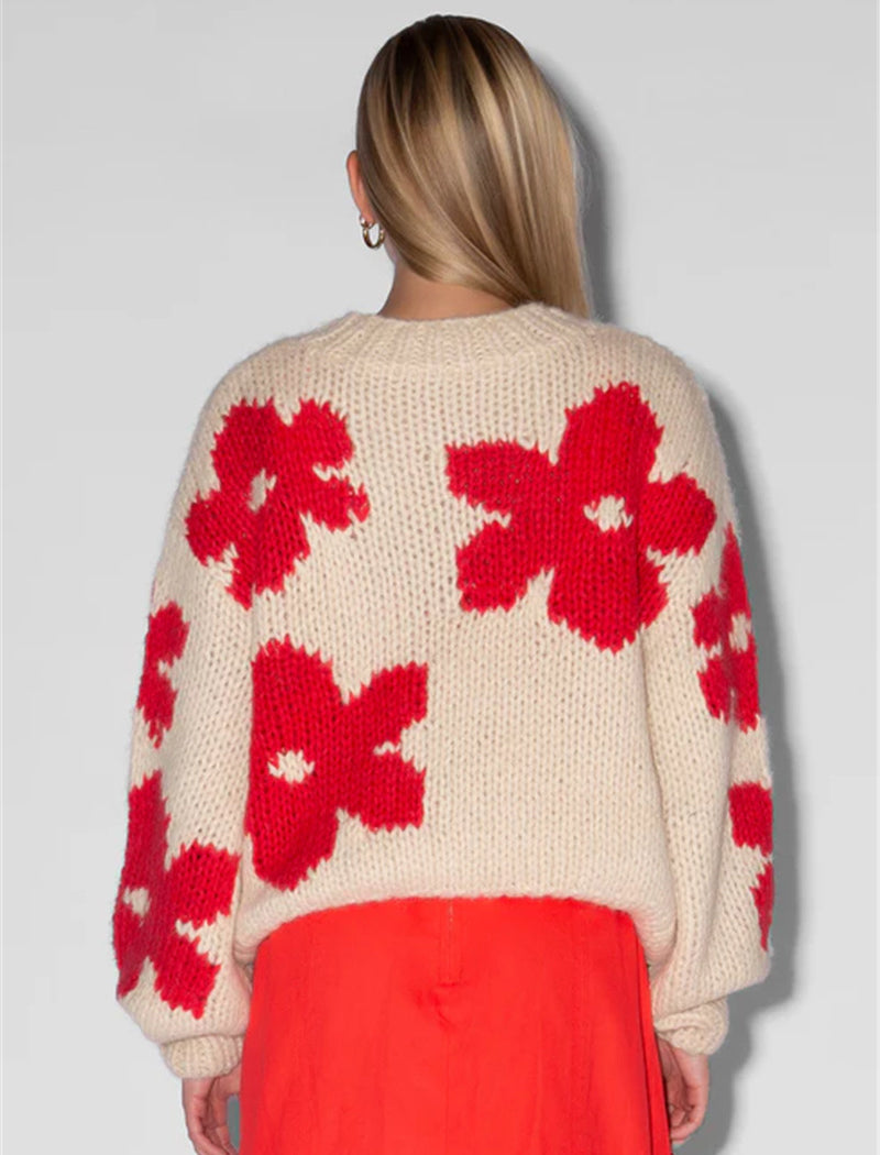 Floral Knit Pullover Sweater