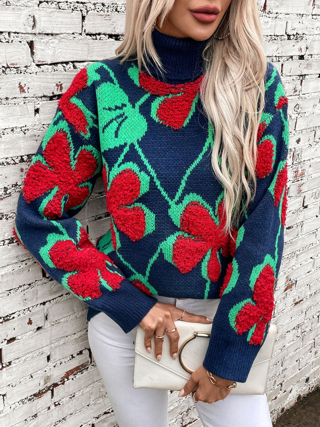 Oversized Floral Pattern Sweater