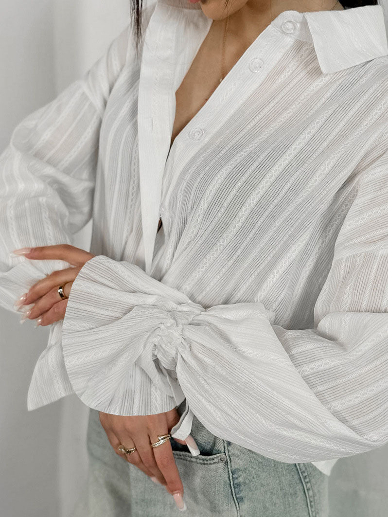 Striped Button-Up Long Sleeve Blouse