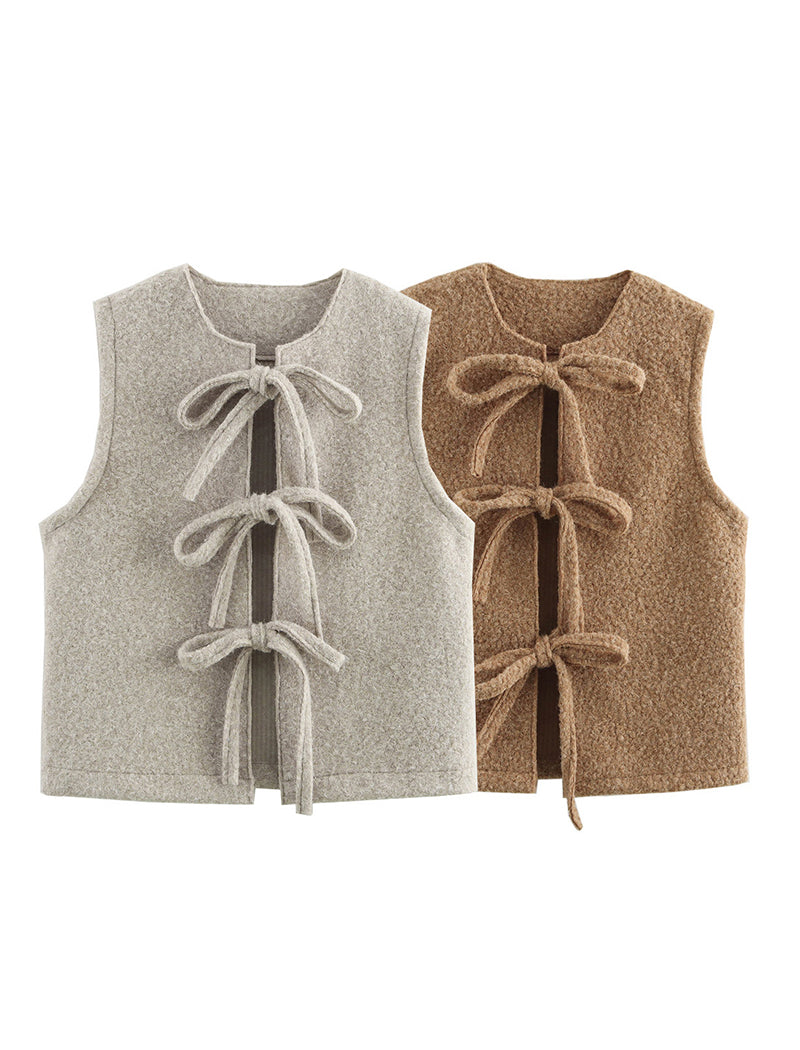 Tie-Front Sleeveless Vest