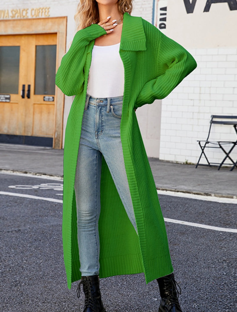 Collared Long Knit Cardigan