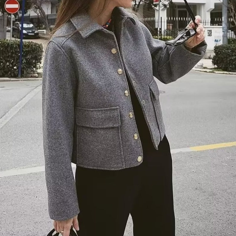 Collared Coat with Large Pockets