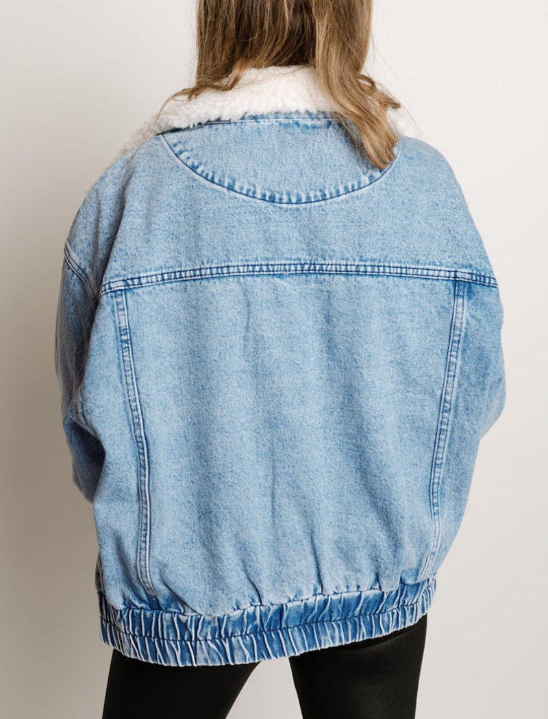 Oversized Quilted Denim Jacket