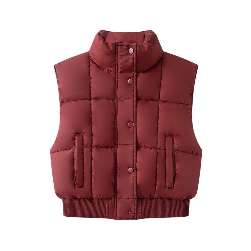 Stand Collar Button-Up Vest