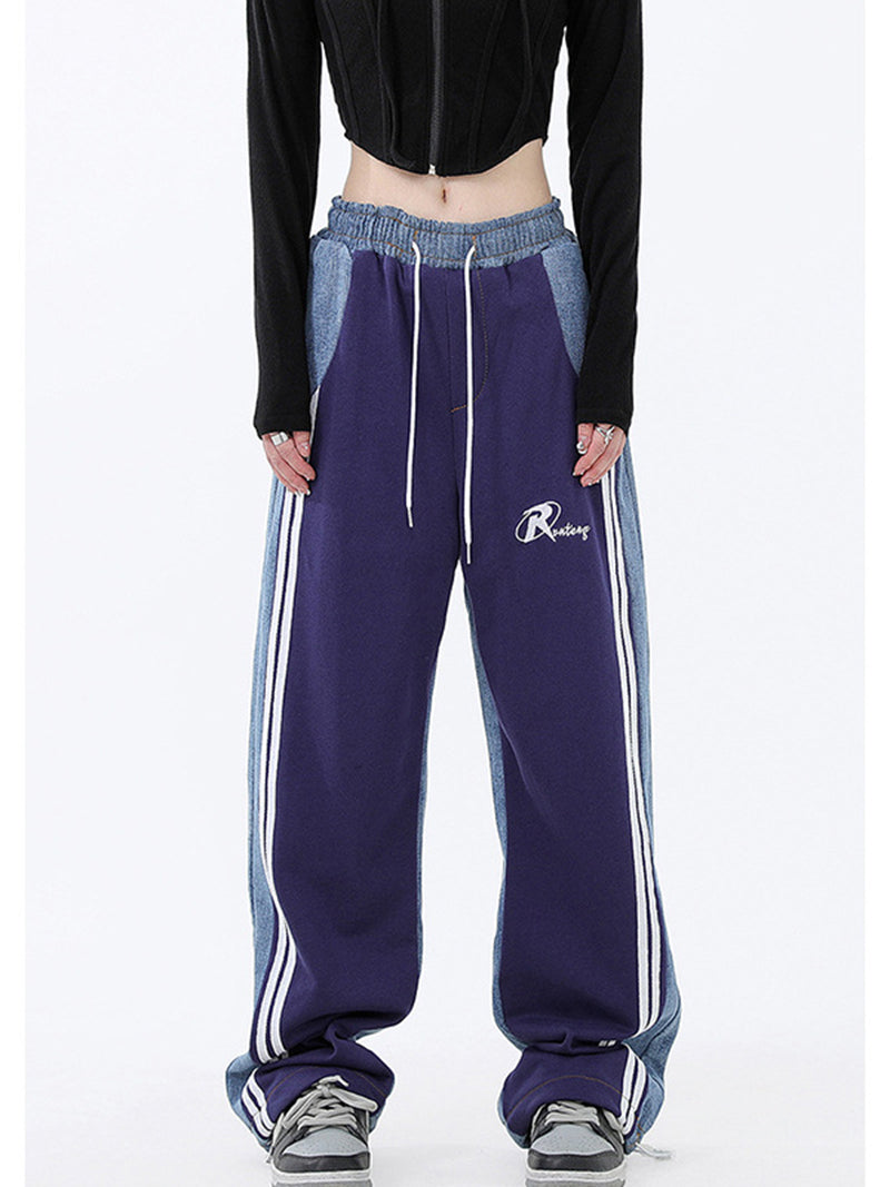 Colorblock Striped Drawstring Pants