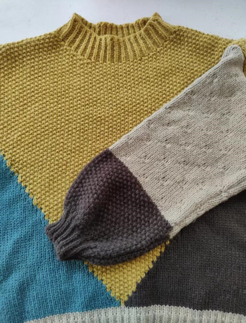 Oversized Colorblock Pullover Sweater