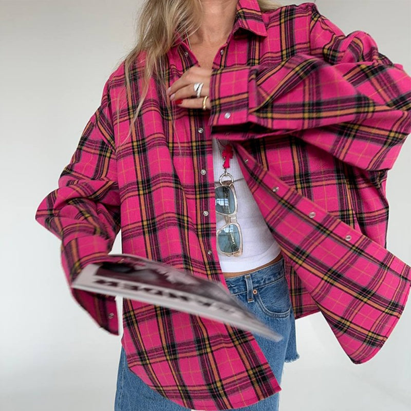 Oversized Plaid Button-Up Coat