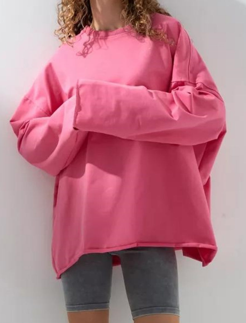 Oversized Long-Sleeves Round Neck Top