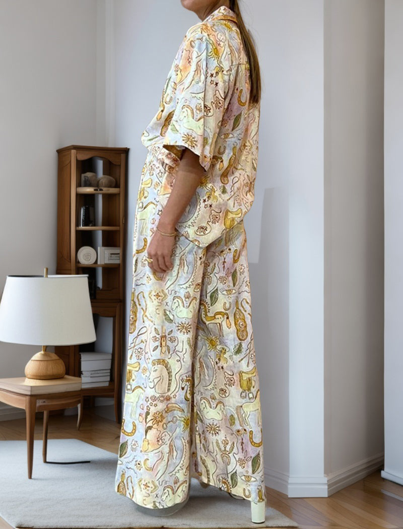 Casual Pocket Five-Sleeve Two-Piece Set