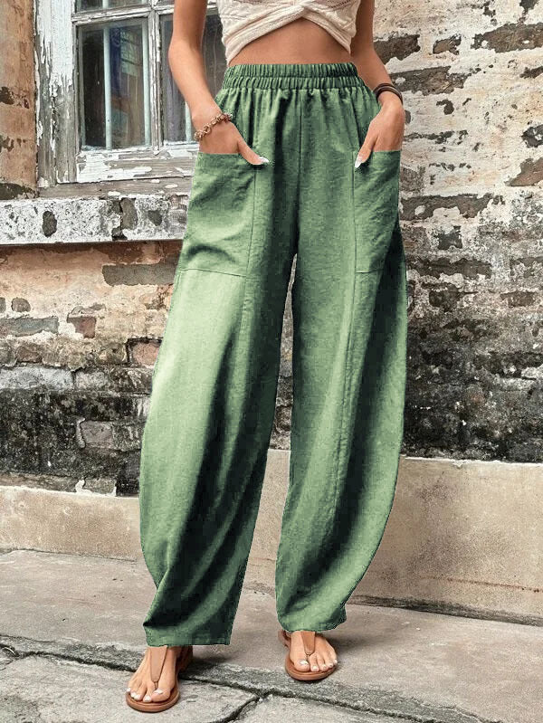 High-Waisted Wide-Leg Pockets Pants