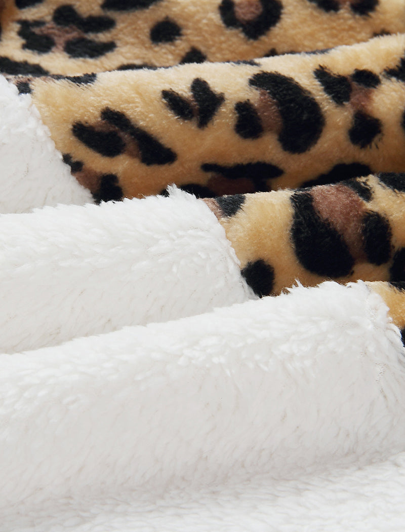 Leopard Patchwork Fleece Hoodie