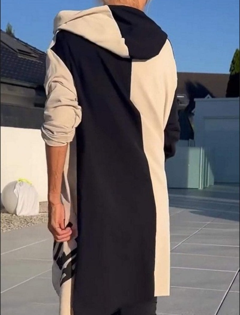 Colorblock Graphic Hooded Poncho