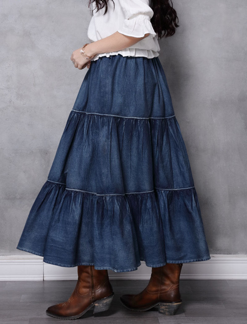 High-Waisted Tiered Maxi Skirt