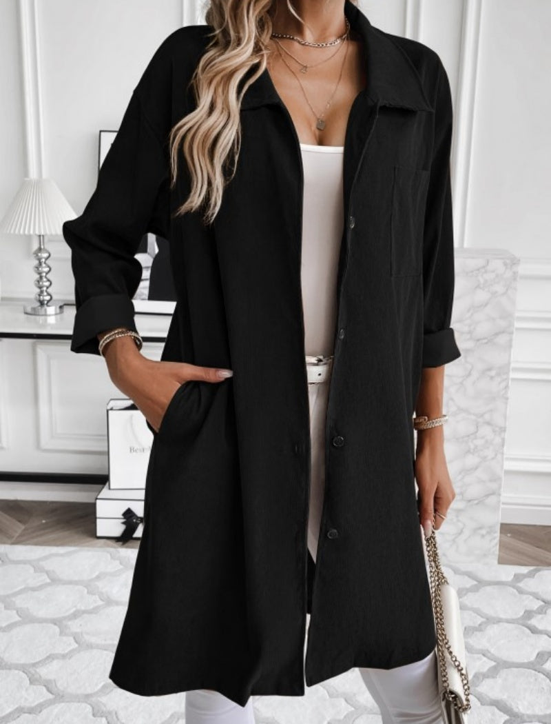 Oversized Button-Up Corduroy Jacket