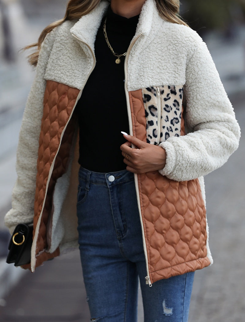 Colorblock Quilted Sherpa Jacket