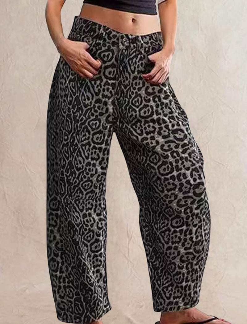 Wide Leg Leopard Print Pants