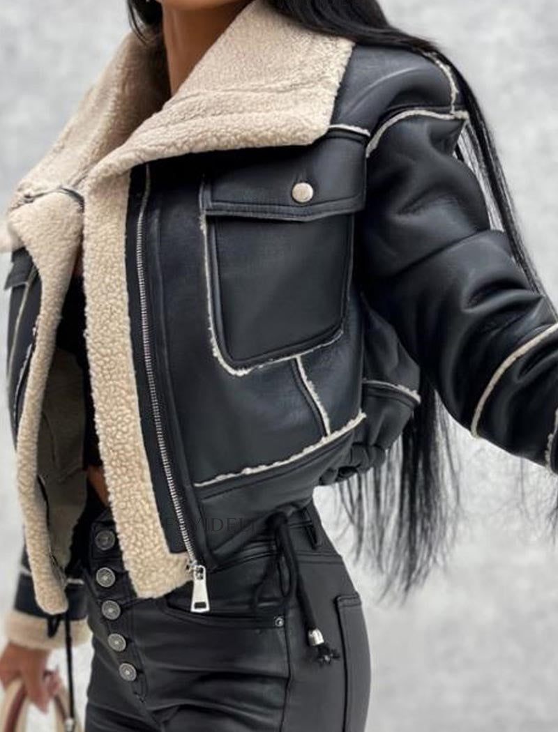 Cropped Faux Leather Jacket