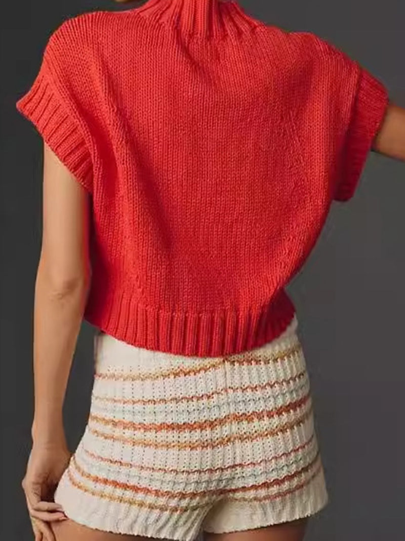 Heart Print Knit Crop Top