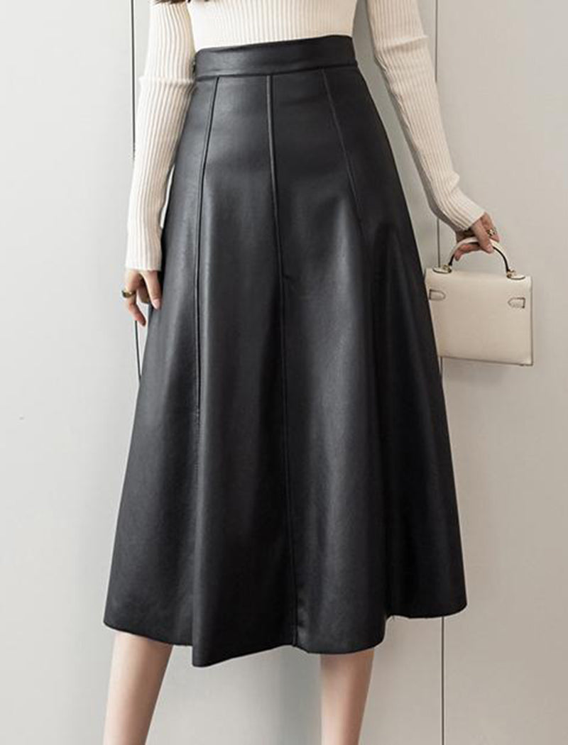 High-Waisted Pleated A-Line Skirt