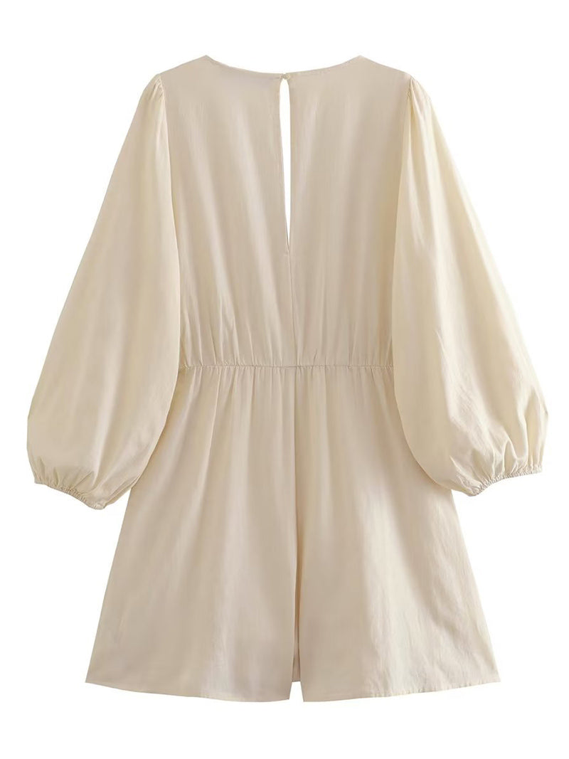 V-Neck Crochet Detail Romper