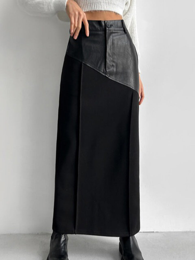 Asymmetrical Patchwork Midi Skirt