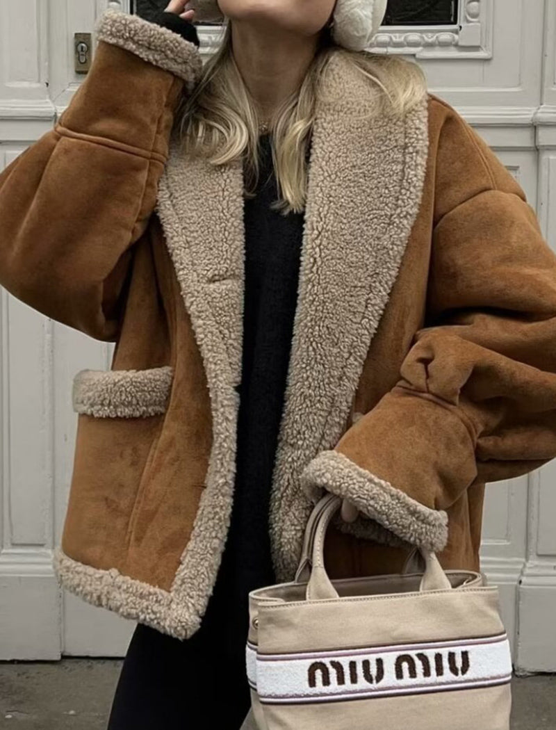 Oversized Faux Shearling Lined Coat