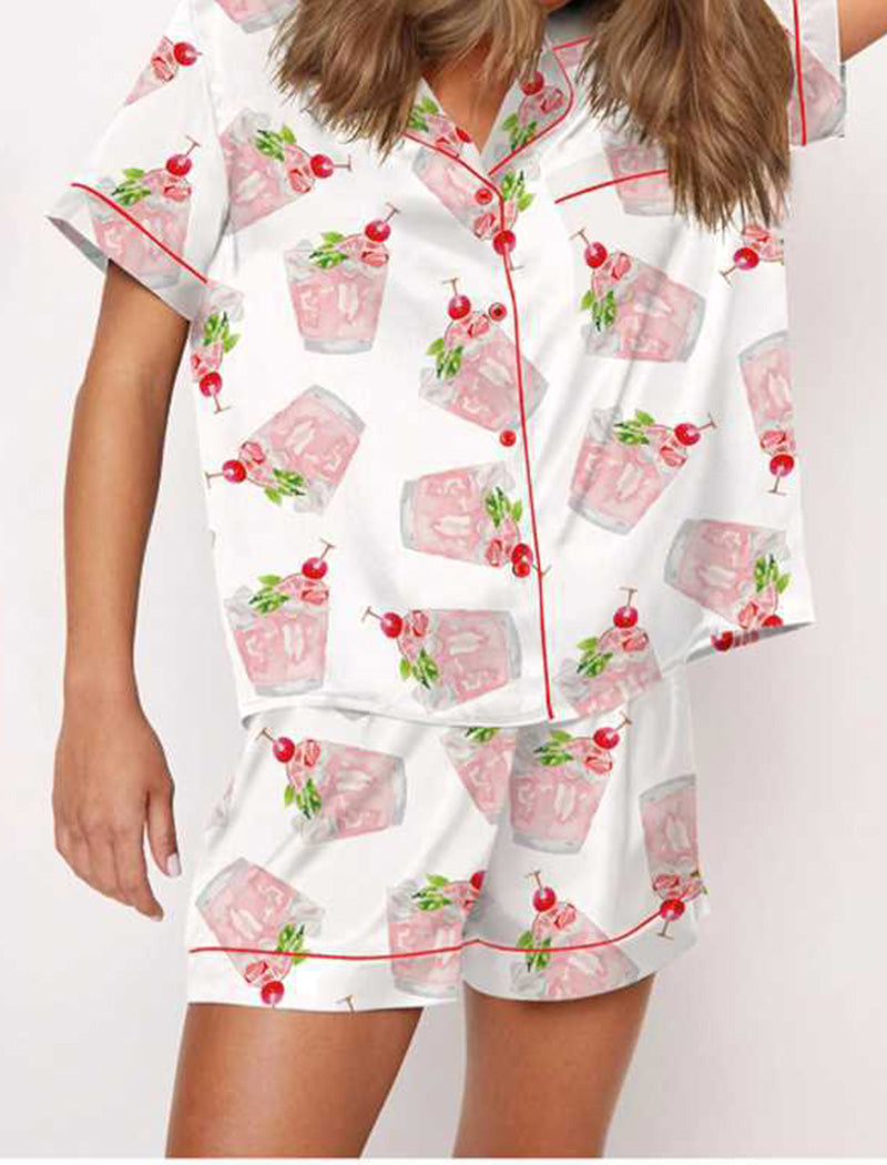 Champagne Print Short-Sleeve Pajama Set