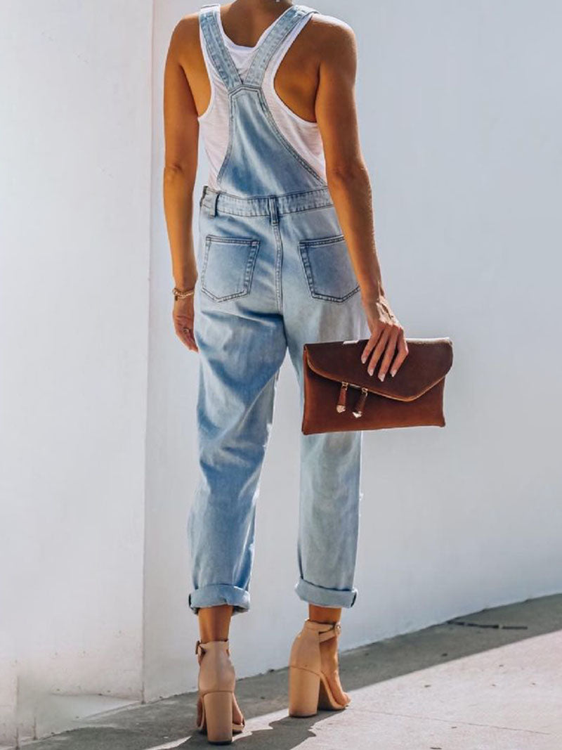 Distressed Denim Jumpsuit