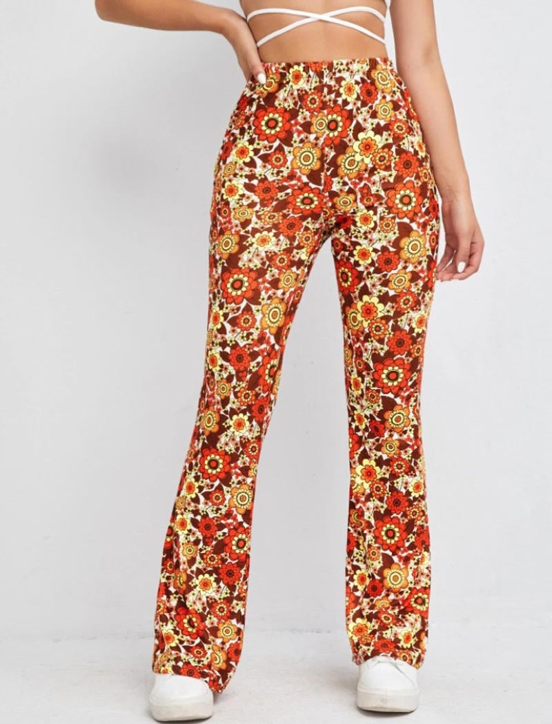 Floral Print Flared Pants