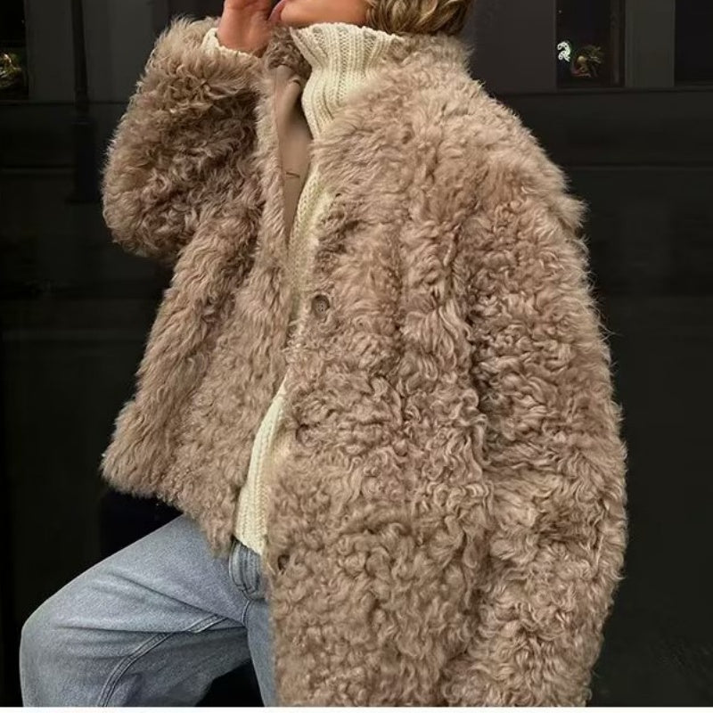 Oversized Faux Fur Jacket with Soft Texture