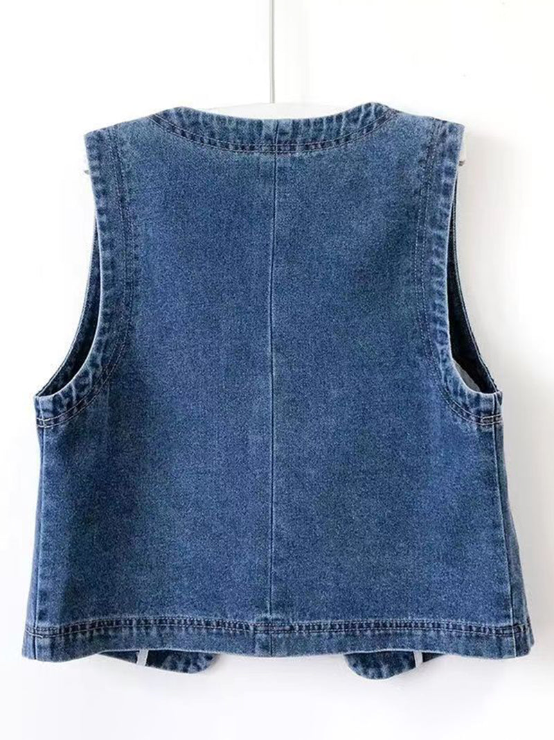 Button-Up Denim Vest