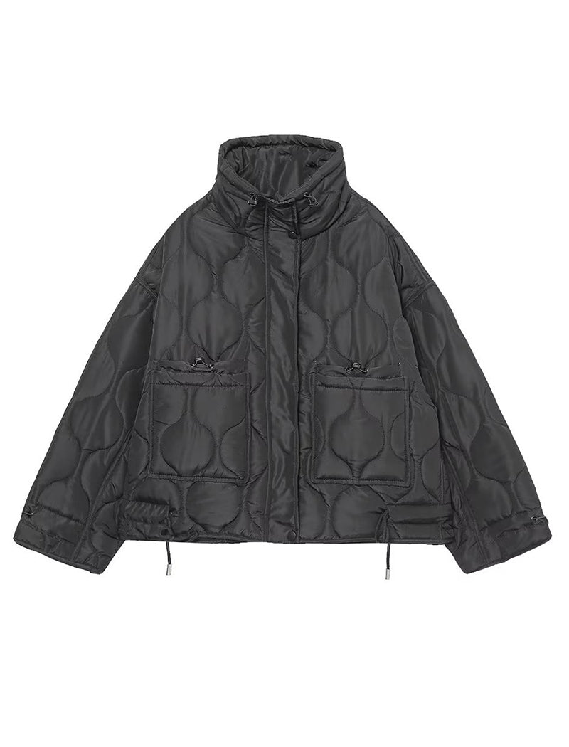 Quilted High-Collar Oversized Jacket