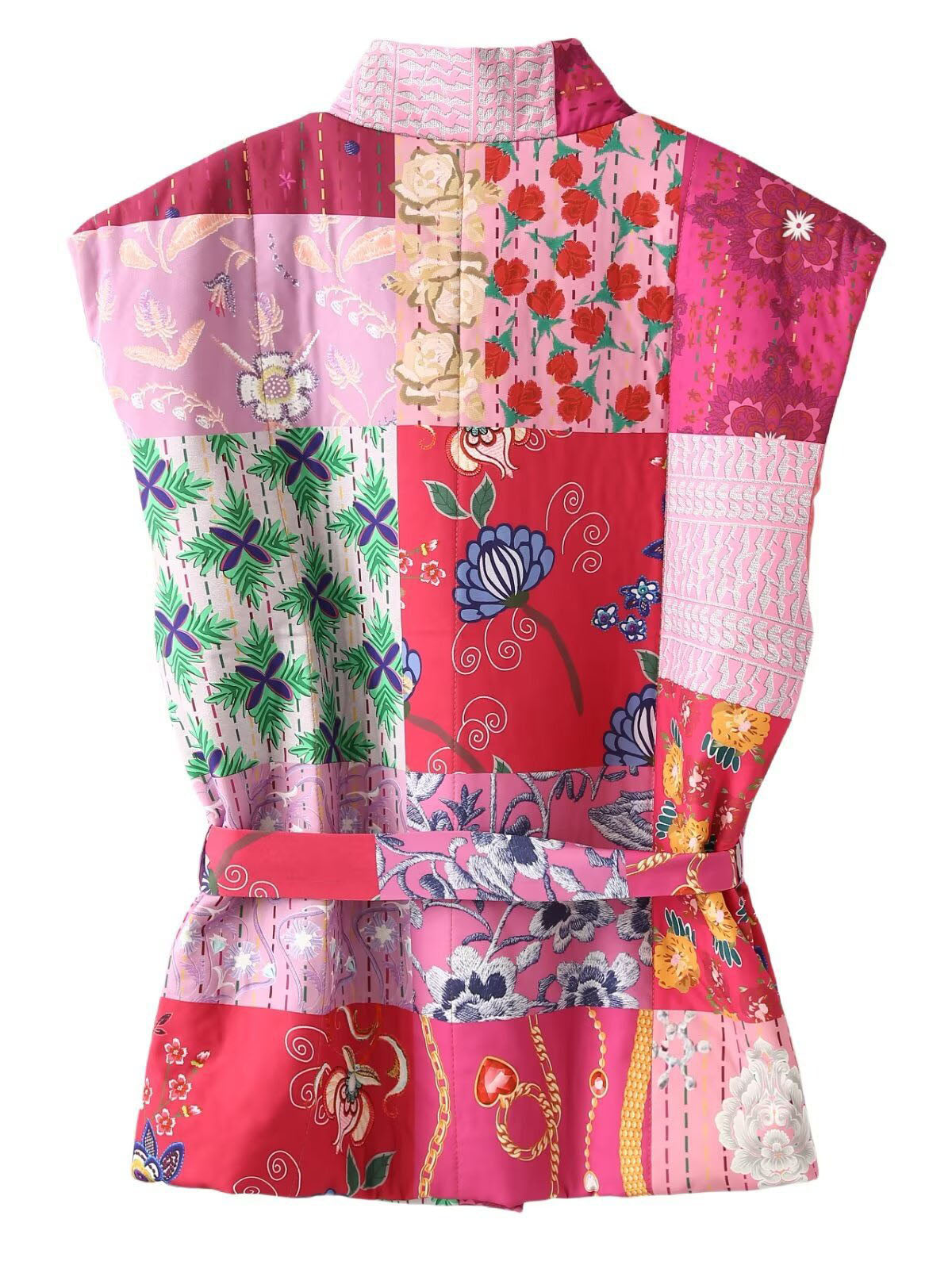 Floral Patchwork Belted Vest
