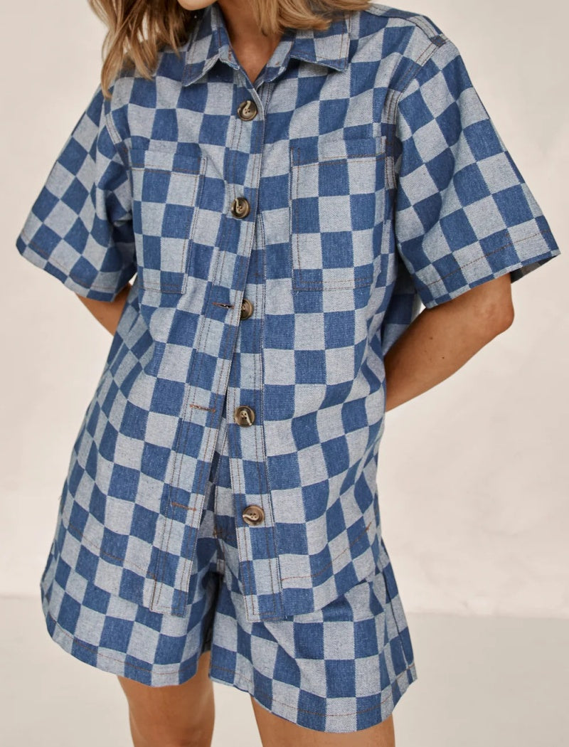 Checked Shirt and Shorts Co-Ord Set