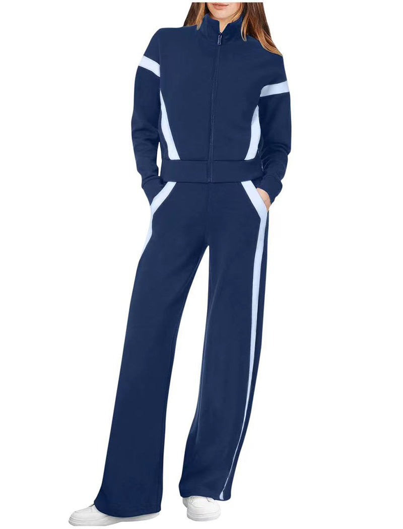 Zip-Up Track Suit with Stripe Detail