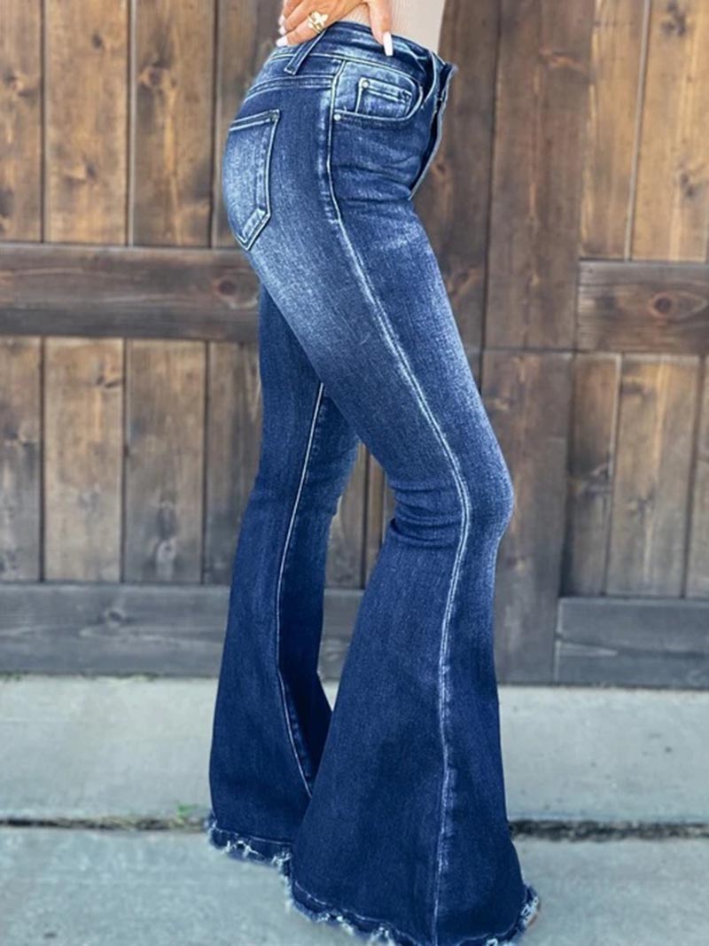 High-Rise Wash-Effect Flare Jeans