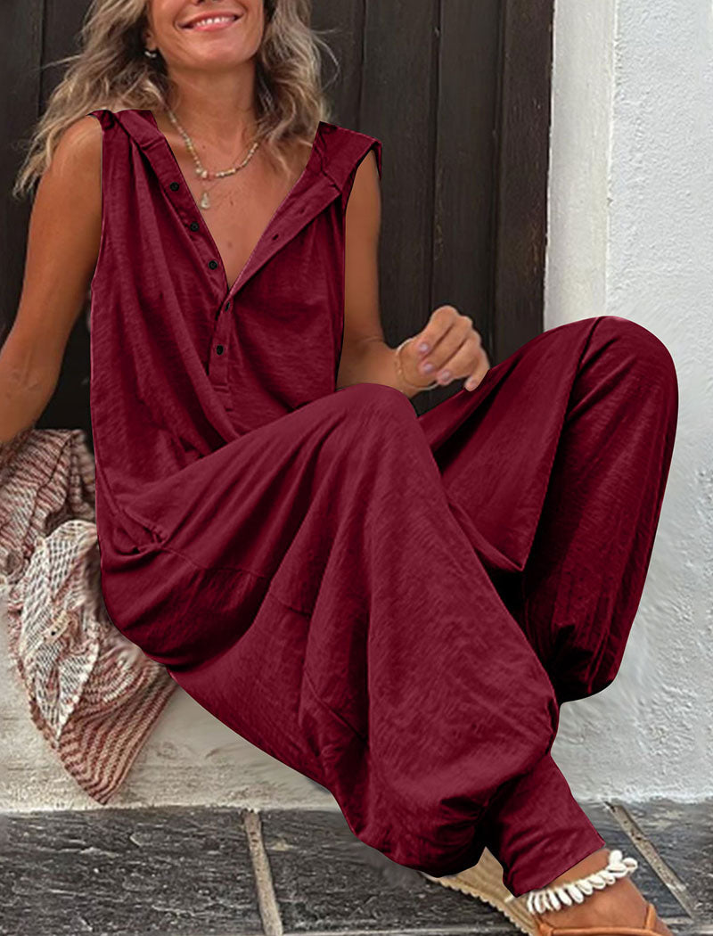 Sleeveless Button-Up Jumpsuit