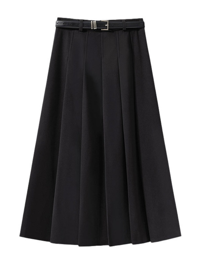 Pleated Midi Skirt with Belt Loops