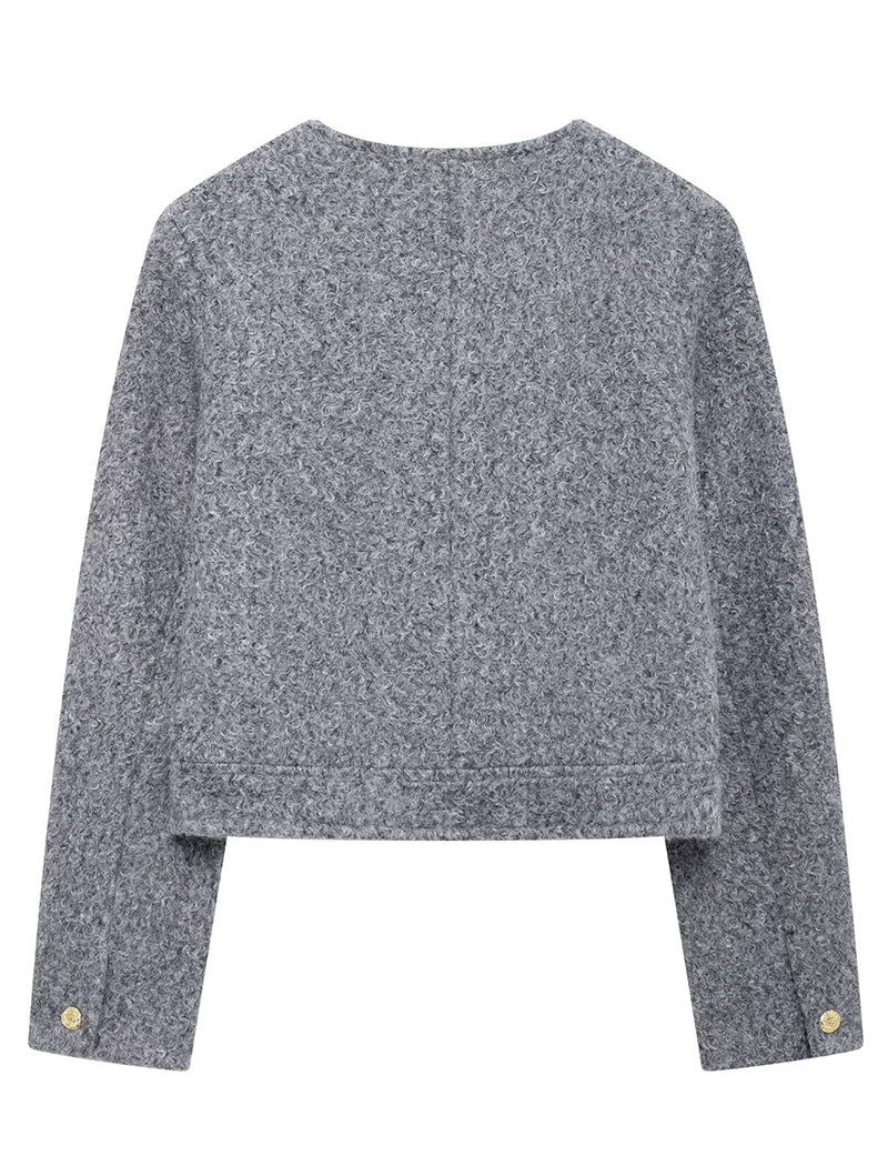 Pearl Tweed Round Neck Cropped Jacket
