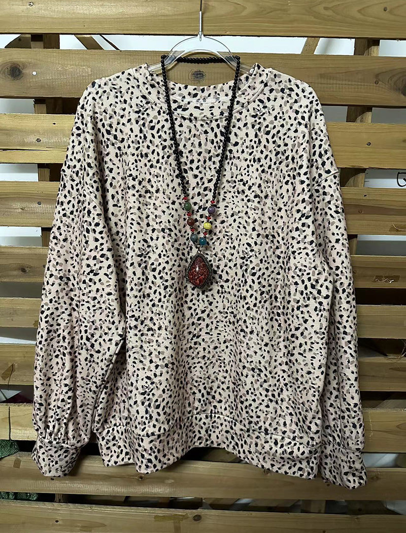 Oversized Animal Print Long Sleeve Top