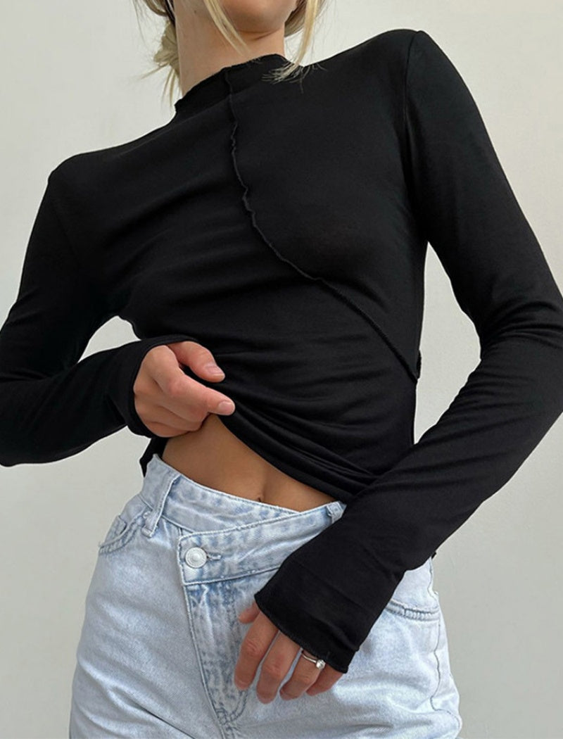 Raw Edge Long Sleeve Top