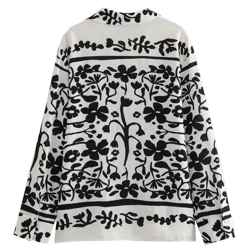 Floral Print Two-Piece Button-Up Set