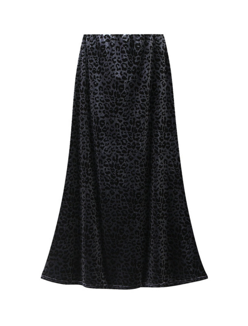 Leopard Print A-Line Midi Skirt